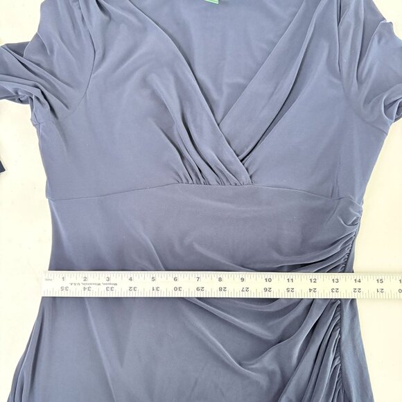 Lauren Ralph Lauren Faux Wrap Ruched Dress Size 10 Navy 3/4 Sleeve Bodycon NWT - Picture 10 of 12